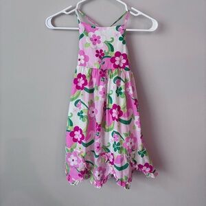 Gymboree Pink and Green Floral sun Dress 100% cotton Size 6 like new